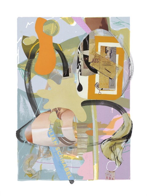 Une Semaine de Bonté Suite #1 (Monday/lundi), 30 x 22 inches, acrylic, paper collage on serigraph, 2019 