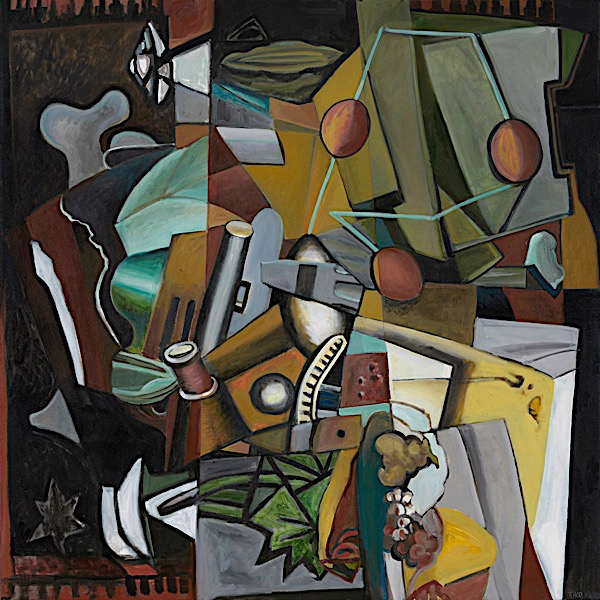 Still-life with Artillery, oil and acrylic on canvas, 72 x 72 inches, 2018